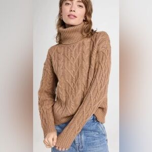 NILI LOTAN Gigi Cashmere Cable Knit Sweater Camel Sz XS $1095